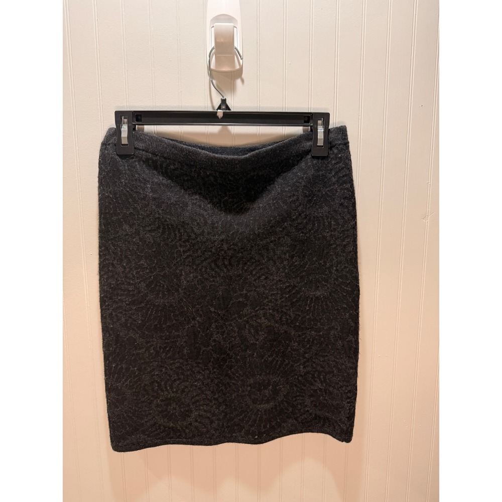 Eileen Fisher Gray Floral Jacquard Wool Blend Knit‎ Pencil Skirt XS